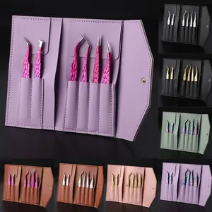False Eyelash Tweezers Set for Fake Fan Lashes Extensions Planting Eyebrow Clip Eyelashes Tongs Makeup Nail Tools Cosmetic Style 01