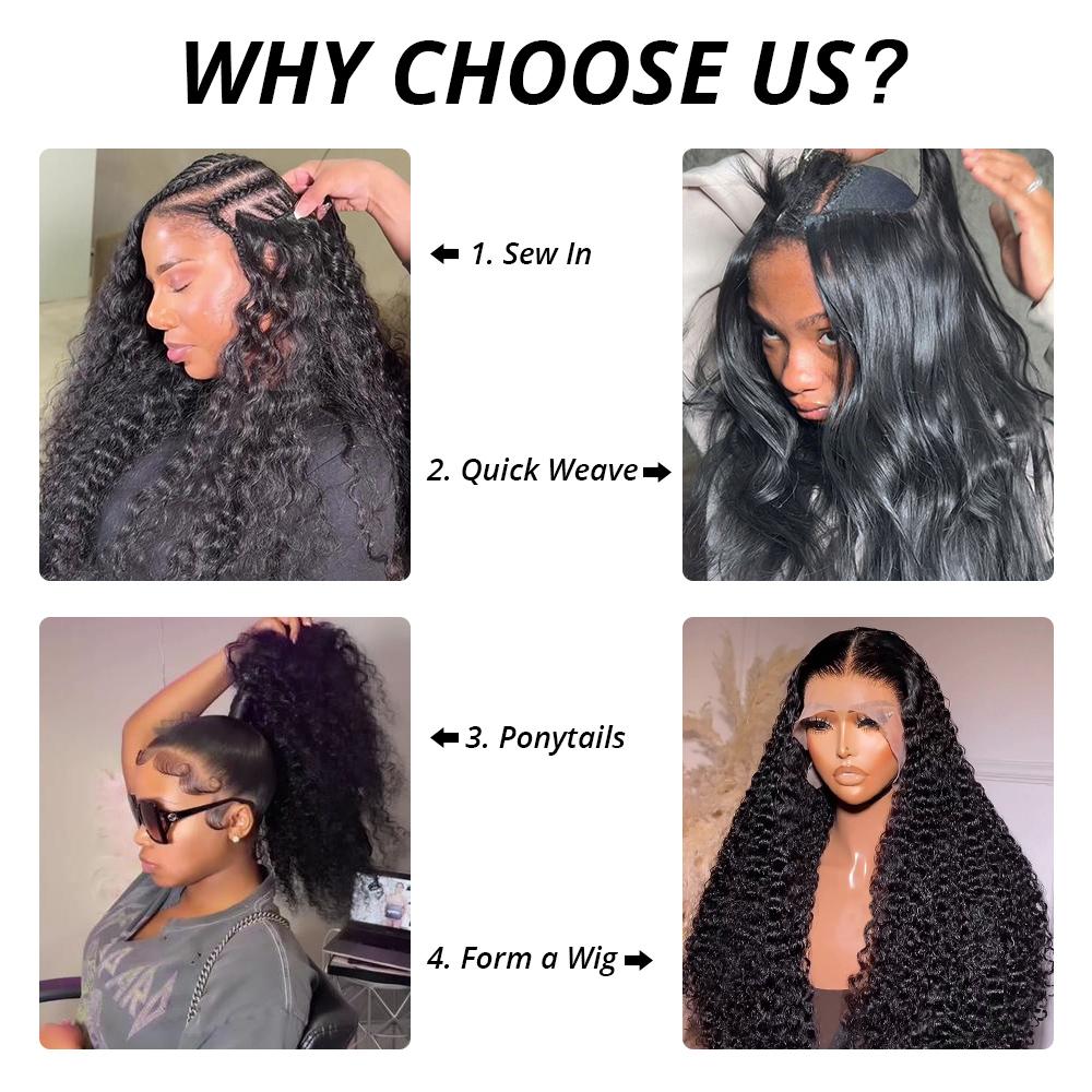 Brazilian Straight Bundles with Closure Human Hair Bundles with Lace Closure Straight Human Hair 3 Bundles with 4x4 Closure SpringStatements