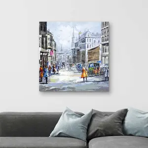 Begin Home Decor C1RC3232GETDVE 32 x 32 in. Busy Street by A Cloudy Day - Contemporary Places Canvas