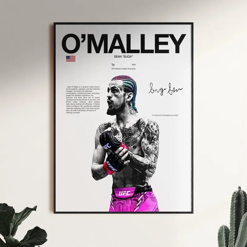 Sean OMalley Poster, UFC Wall Print, MMA Wall Print, Fighter Poster, Gym Poster, UFC Fan Room Decor, Gift for Him, ufc Champion Marcelina