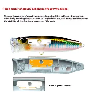 Long Cast Surface Fishing Lure, Reflective Round Mouth Wave Crawling Bait, 8g 18g Floating Water Crabbing Fake Baits, Pike Bass Fishing Gear