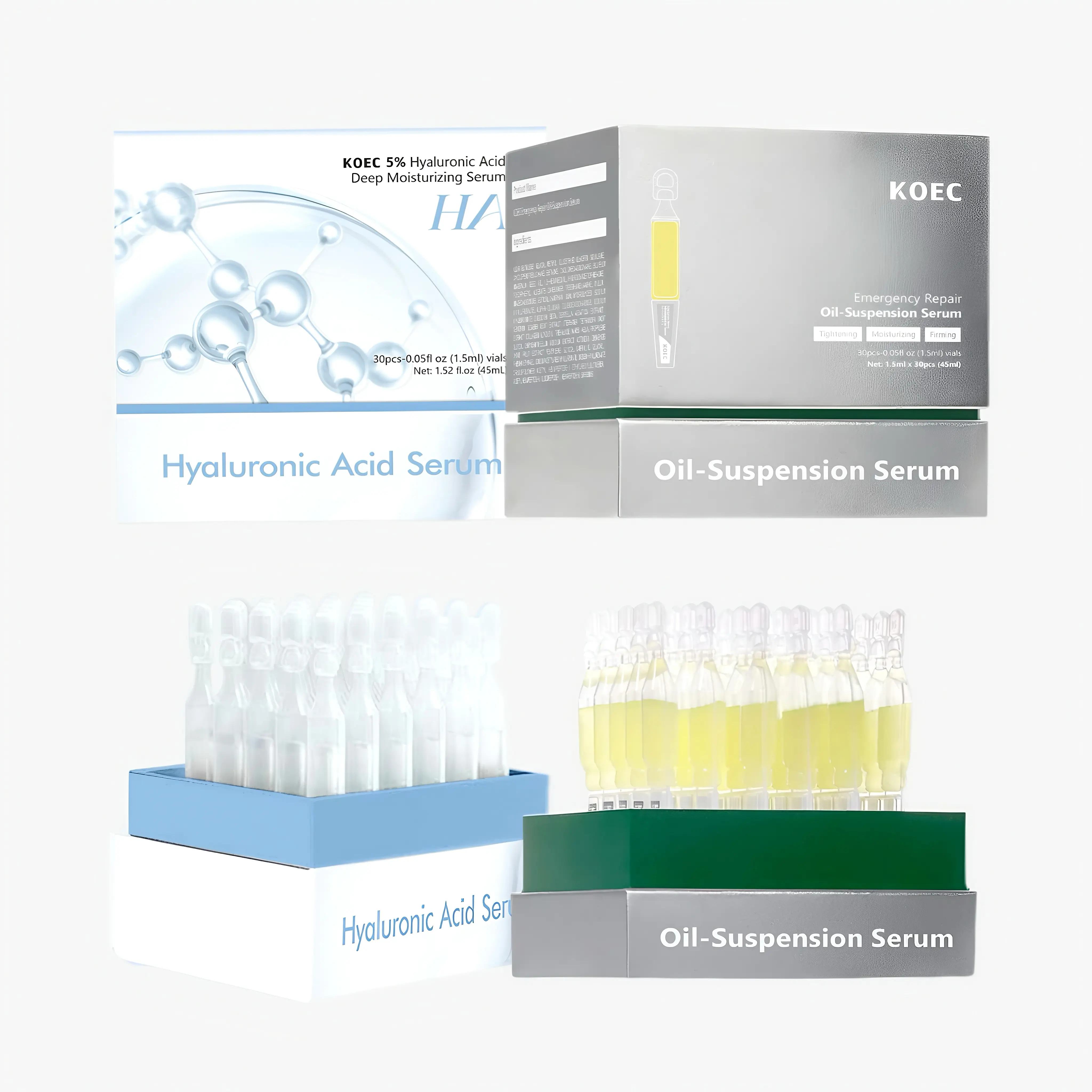 Single Use Serums Duo [5% Hyaluronic Acid Serum + Emergency Repair Oil-Suspension Serum for All Skin Type] Hydrating Skincare, Comfort Repair, 4D Hyaluronic Aid & Collagen Tubes