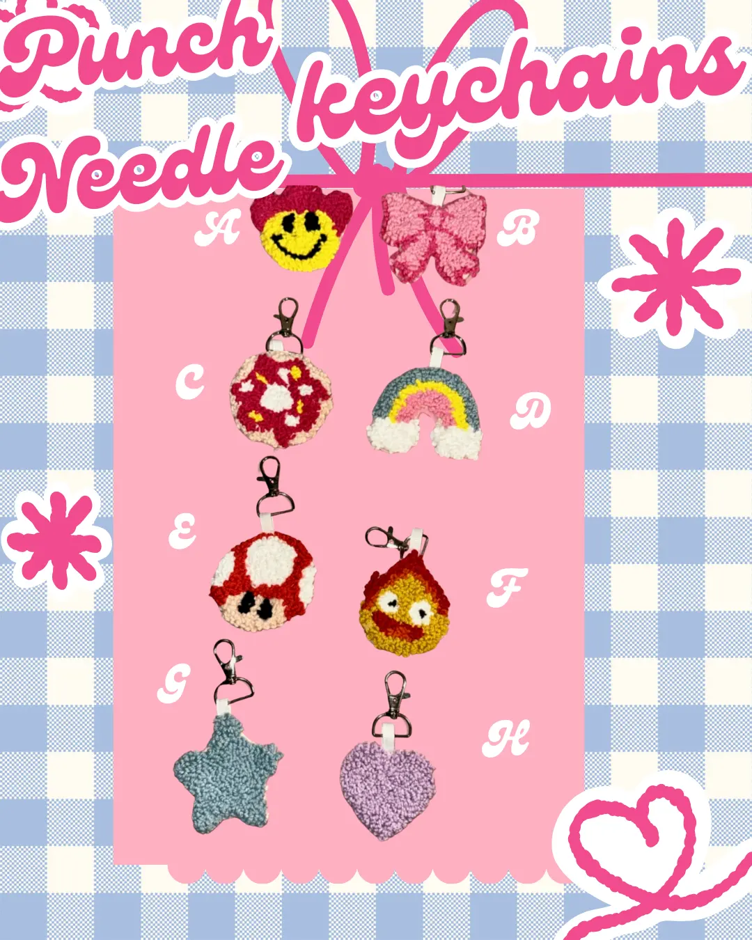 Punch Needle Keychain - Acrylic Keychain with Various Designs Available - Creative & Unique Charm for Your Collection - Versatile Stylish Accessory