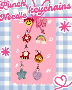 Punch Needle Keychain - Acrylic Keychain with Various Designs Available - Creative & Unique Charm for Your Collection - Versatile Stylish Accessory