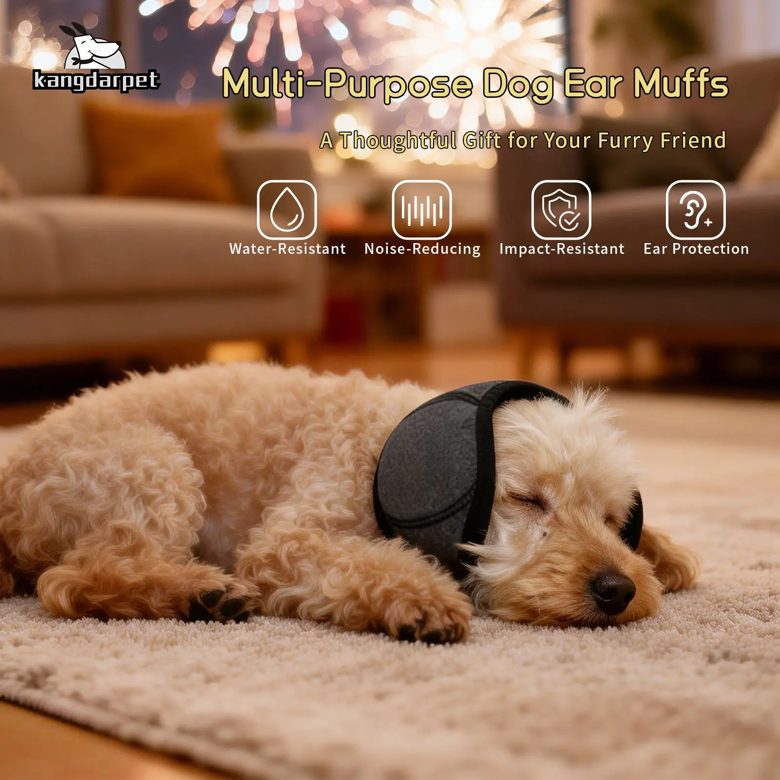 Calming Dog Puppy Ear Muffs: Waterproof, Noise-Reducing Headband for Summer Swimming & Anxiety Relief