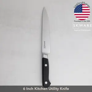 6 Inch Utility Knife – Small Kitchen Knife – Razor Sharp German Stainless Steel – Full Tang Handle for Durability & Comfort – For Everyday Cooking – Perfect for Slicing Vegetables & Meat – SKWARE