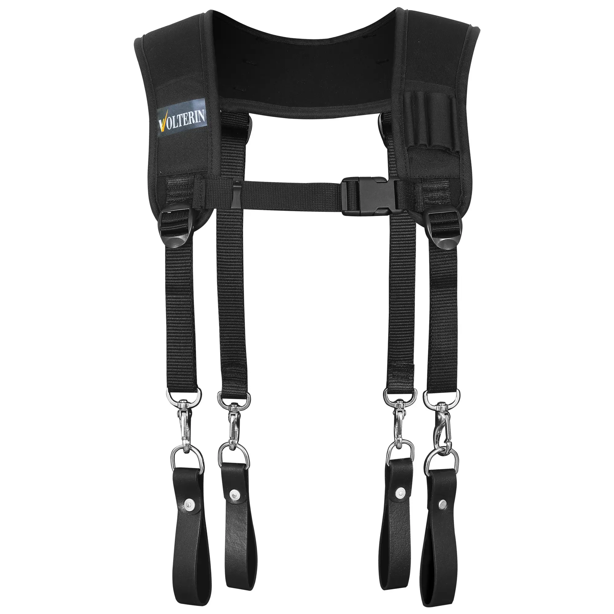 Tool Belt Suspenders for Men, Heavy Duty Padded Nylon Work Suspenders with Phone Pocket, Adjustable Suspension System for Carpenter Electrician Framer