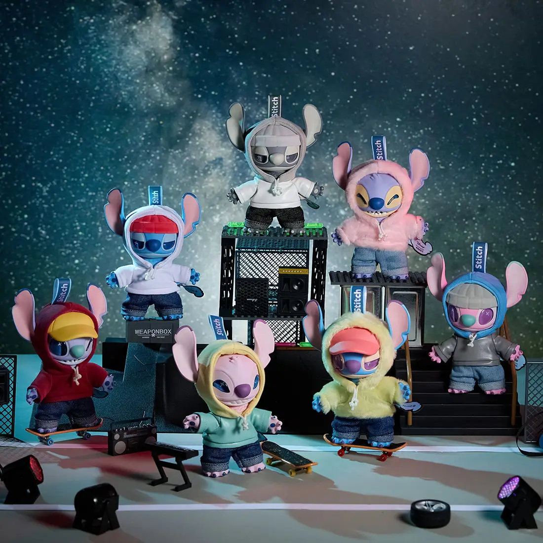 Disney Stitch Gen Z Street Style Blind Box Keychain Stylish Cyberpunk Urban Decor Soft Vinyl Plush Figure Mystery Bag Toy Kawaii Anime Collectible Gi