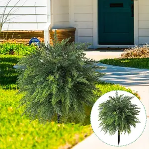 1pcs simulated cat tail green plant, with ground spines, UV-resistant shrub ball tree, suitable for courtyard bonsai, floral arrangement, home garden, porch decoration, and office desk green plant, Lifelike Fake Plant