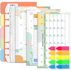Monthly Weekly Planner Refills Budget Paper Kit for A6 Binder Cover, 6 Ring Planner Accessory,  Organizer for  (Greenery)