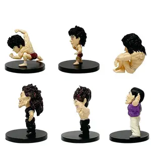 6Pcs/Set Hanma Baki Anime Figure 5-7.5cm Q Version Muscle Hanma Yujiro Pickle Car Desktop Ornaments Collectible Toys Gifts Dolls