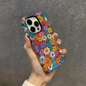 A durable, double-layered protective case with a floral pattern, suitable for iPhone 17/16/15/14/13/12/11 Pro Max/Plus/Pro and Samsung Galaxy S25/S24/S23 Ultra series. Ideal for couples.