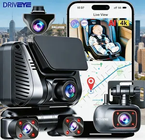 DRIVEYE 4K 360° Dash Cam 5 Cameras, Front Rear Inside Baby Car Camera, 5GHz WiFi GPS, Voice Control, Super Night Vision, 24H Parking Monitor, G-Sensor, FREE 128GB SD Card & CPL Included