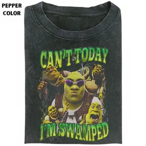 Shrek Meme T-Shirt, Can't Today I'm Swamped Funny Graphic Tee, Vintage Cartoon Parody Shirt, Retro Swamp Style Streetwear, Gift for Men, Gift for Women, Crew Neck T-shirt, Trending T-shirt