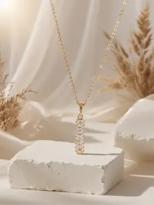 Elegant Long Zircon Pendant Statement Necklace for Women, Perfect Party Wedding Birthday Gift Jewelry, Fashionable Luxury Design No Box Included