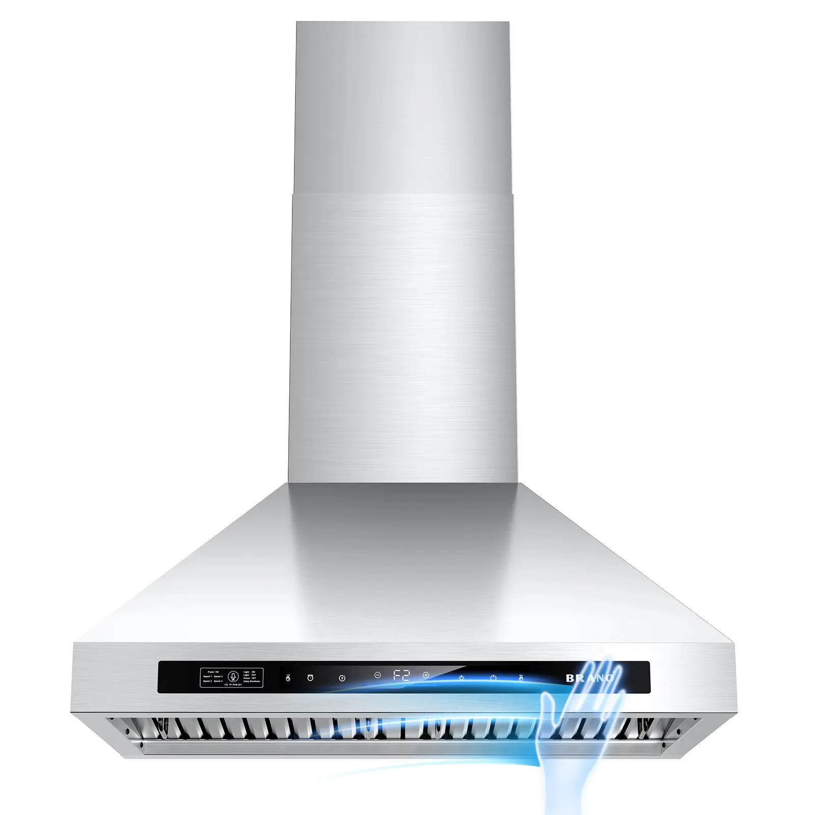 900 CFM Curved Wall Mounted Range Hood with External Ventilation, Stainless Steel Baffle Filter, Smart Control and LED Lighting