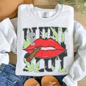 Blunt Sl*t Sweatshirt - Ash Grey - Stoners - Grass Jersey Unisex