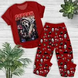 Ghostface Couple Pajama Set, Valentine Horror Sleepwear, Cozy Matching Outfit for Couples