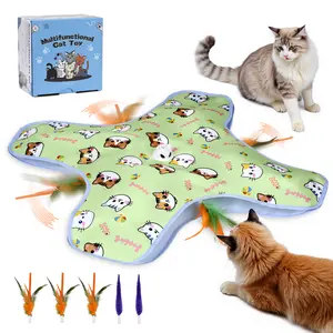 Chtoocy Hide and Seek Interactive Cat Toys,Moving Concealed Wand Feather, Rechargeable Cat Toy,Indoor Exercise Kicker for All Breeds