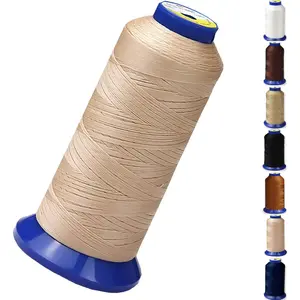 Bonded Nylon Thread for Sewing-Heavy Duty Nylon Thread for Leather, Jeans, Upholstery and Weaving; #69 T70 Size 210D/3 1400 Yards(Beige)