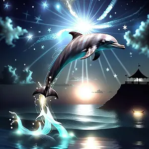Dolphin Pattern DIY Diamond Arts Colorful Painting Kit without Frame, 5D Diamond Arts Colorful Painting Kit, Wall Art Decor for Home, Diamond Painting Kits
