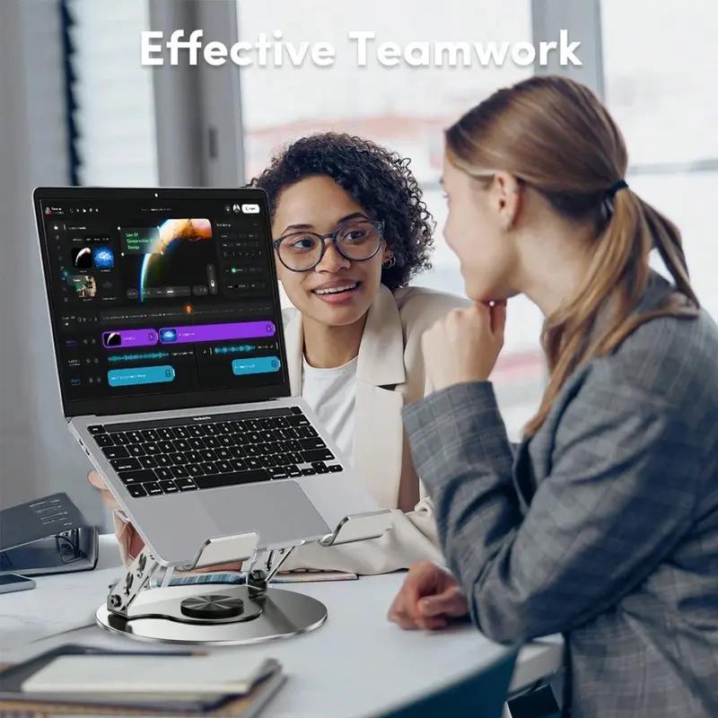 360° Rotating Aluminum Laptop Stand - Adjustable, Foldable 2-in-1 Multifunctional Hub, Portable Holder for Gaming Laptops, Mobile Devices, MacBook-Compatible, Mother’s Day Gift for Working Moms