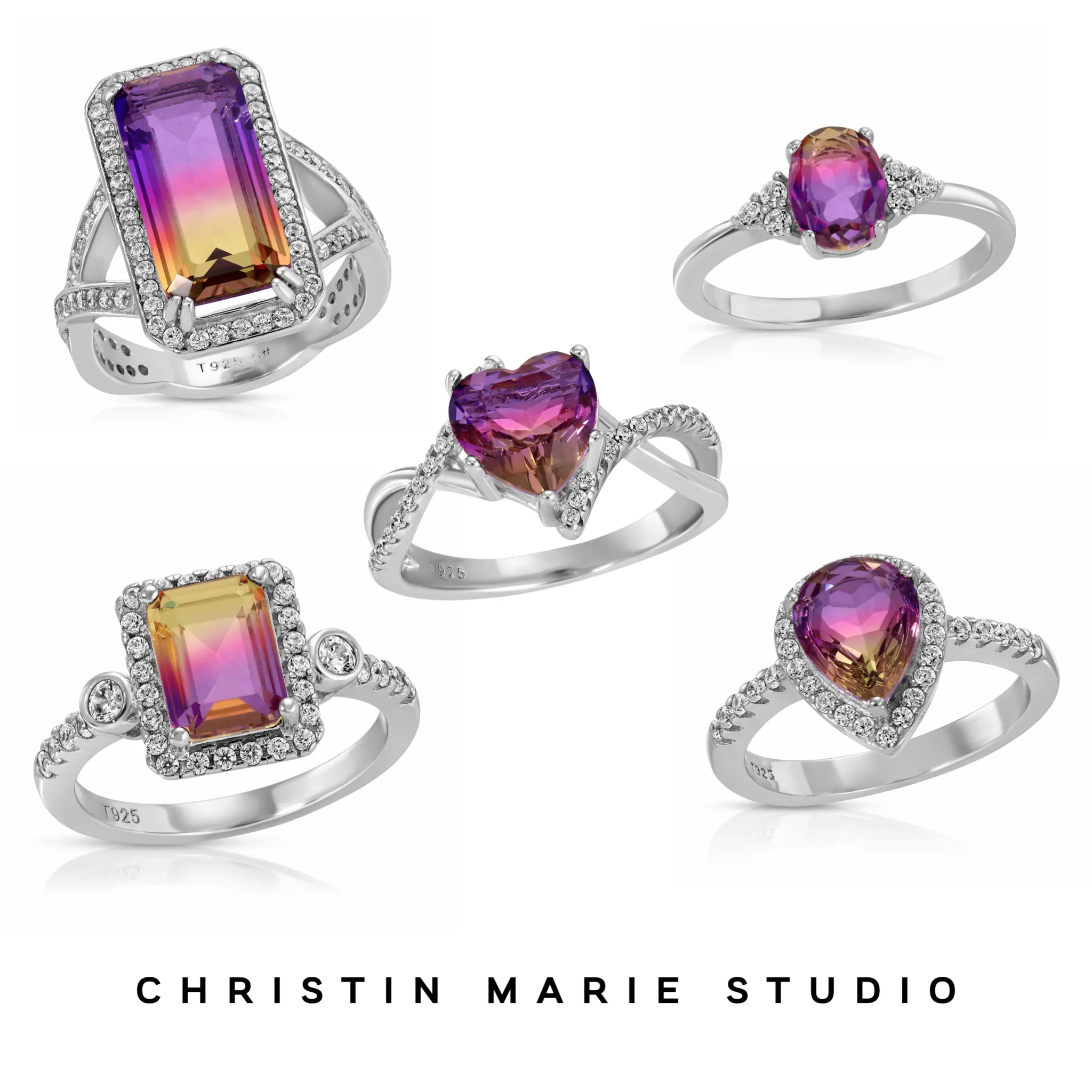 South Beach Sunset Ametrine Rings (925 Silver)