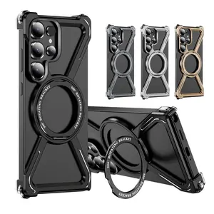 Magnetic Attraction Bracket Design Phone Case, 360-Degree Rotation Finger Ring Phone Case, Anti-drop Phone Cases for Samsung Galaxy S25 Ultra S24 Ultra S23 Ultra, Protector Cover