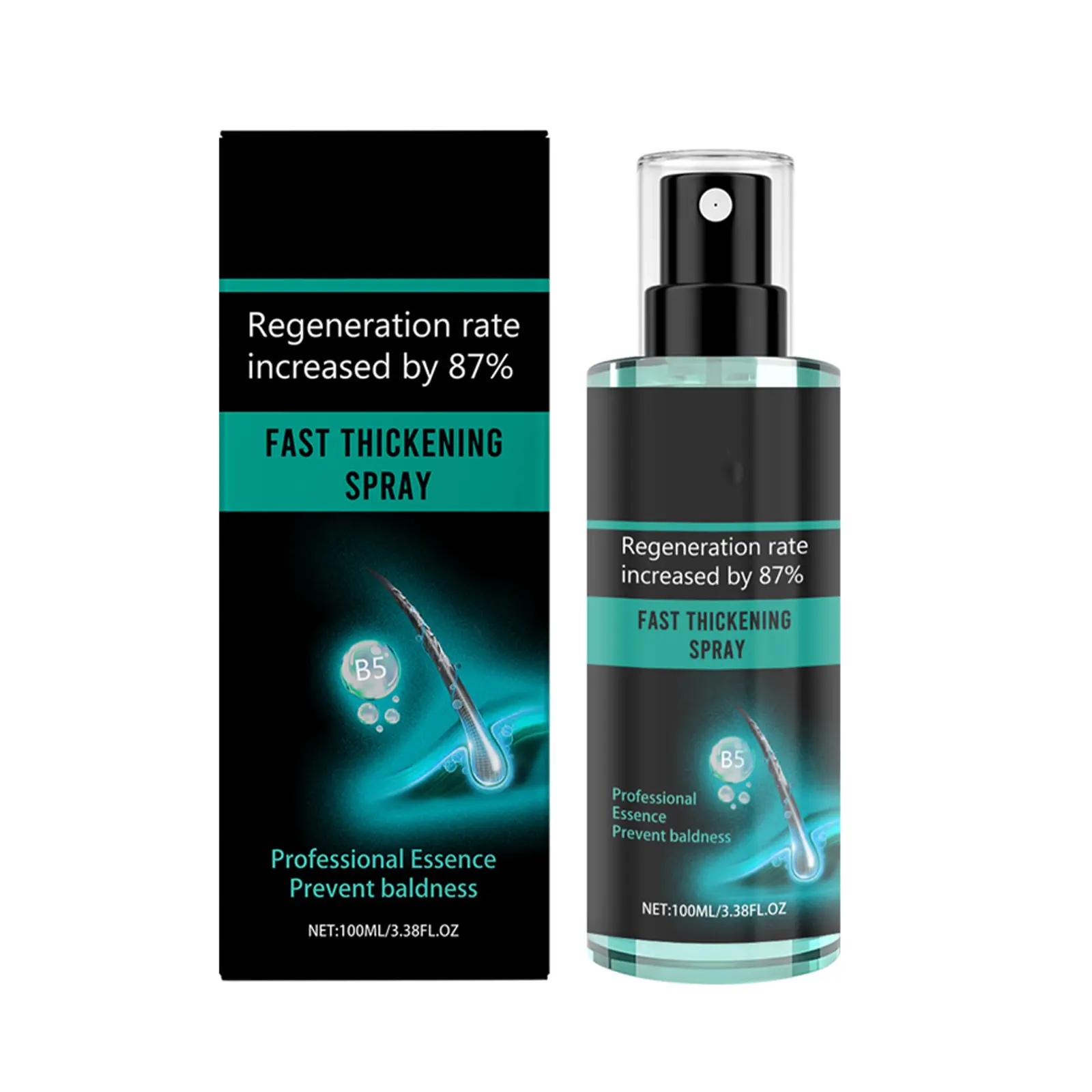 Fast Thickening Spray for Hair Wellness - Balances Scalp & Boosts Vitality with Vitamin B - No Grease, No Residue - 100ML