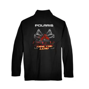 Polaris Men's Indy Snowmobile Black Jacket Fleece Reflective Polyester Zipper Coats Tops Casual Long Sleeve Water-repellent Finish 96% Polyester 4% Spandex Menswear Outdoor Pocket Stretch Stylish Graphic Take The Lead Design