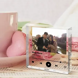 Customized Acrylic Photo Brick, Personalized Clear Photo Frame Block For Family Photos Wedding Anniversary Birthday Home Decor Gift Option