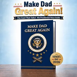 Make Dad Great Again Talking Card | Funny Father's Day Gift | Auto-Plays 40s Presidential Voice | 5x7 Inch Greeting Card + Envelope