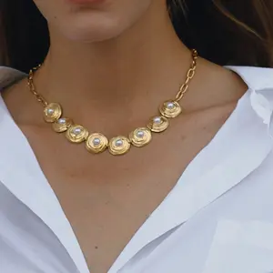 Emma's Heart | Luminous Pearl Jewelry Set - 18K Gold Plated Titanium Steel, Elegant Necklace & Bracelet