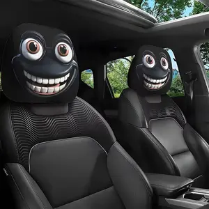 2pcs Funny Frog Pattern Car Headrest Covers, Comfortable Snug Fit Auto Seat Head Rest Cushions for Daily Commute & Travel, All Seasons Car Interior Decoration, Car Accessory