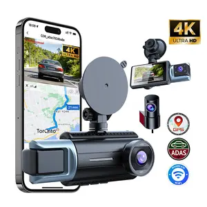 3 Channel Car Dash Cam, 4K HD ，Wi-Fi Connectivity，Supports ADAS and GPSCar Video Surveillance with Night Vision，