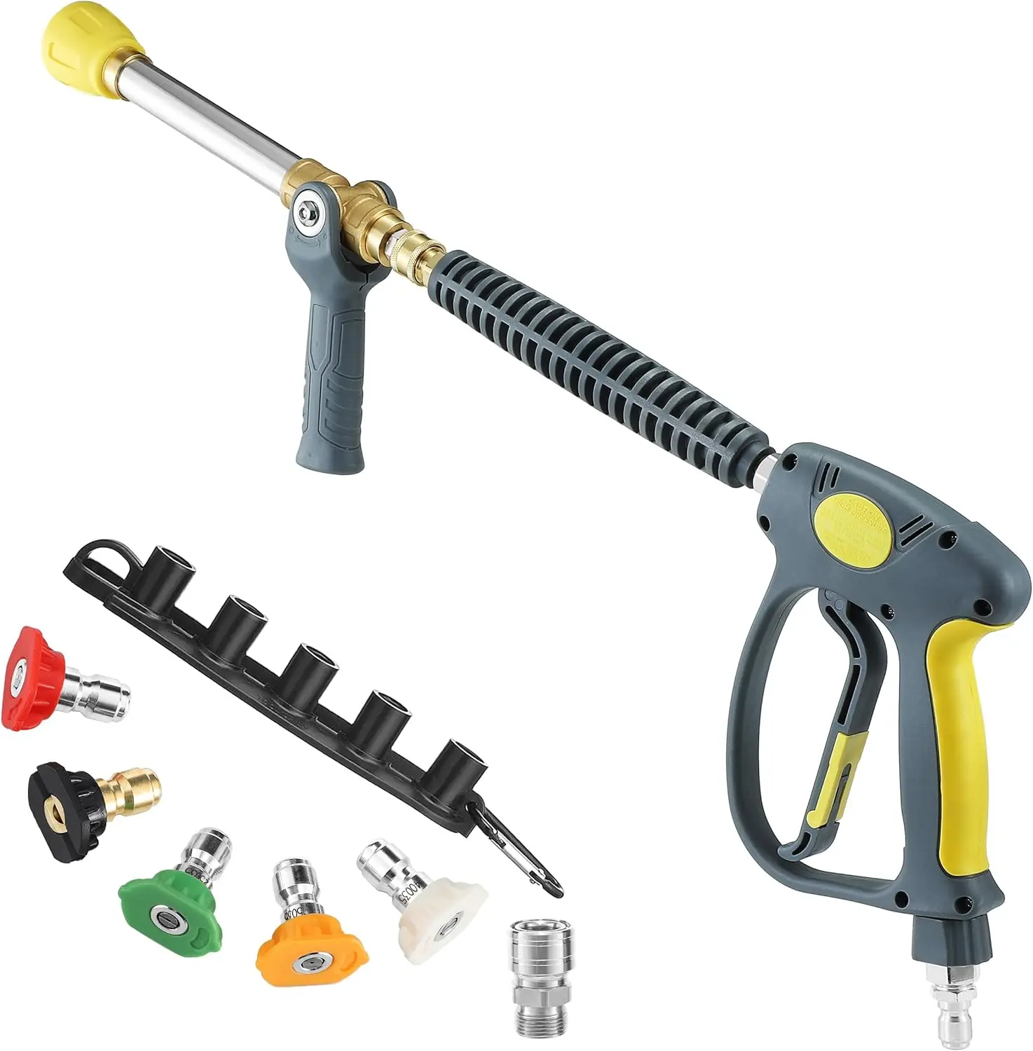 JOEJET High Pressure Washer Spray Lance with Long Range Nozzle, Adjustable Pressure Washer Swivel Wand, 12 Inch Power Washer Extension Wand with Shooter Tip, 5 Nozzle Tips, 3/8” Quick Connect Plug, 3000 PSI