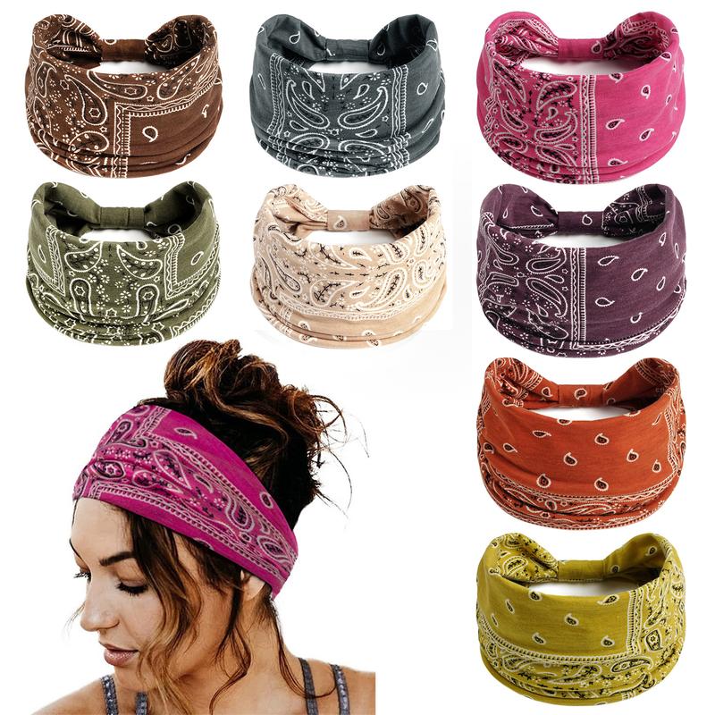 Boho Bandana Style Headband | Wide Paisley Hairband for Curly Hair, Busy Mornings, Gym, Travel & Everyday Wear | Soft, Breathable & Stylish | Latina Favorite