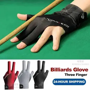 1pc Open Finger Billiard Gloves Breathable Polyester Snooker Pool Glove Adjustable Sticker Smooth Soft Lightweight Amateur Train
