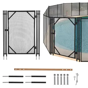 Pool Safety Fence 4Ft x 2.5Ft, Heavy Duty Steel & Aluminum Frame with 340GSM Mesh Easy DIY Installation, Black Protective Mesh Netting