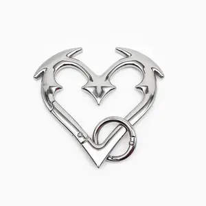 Gothic Shape Heavy Duty Zinc Alloy Keychain, Heartbreaker Bold Design Heart Carabiner with Secure Clip, Statement Accessory for Keys And Bags