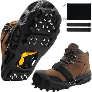 Ice Cleats for Shoes and Boots Non Slip Crampons Ice Shoes Grippers 28 Studs Snow Cleats for n Men Ice & Snow Cleats with Adjustable Straps for Winter Hiking Walking Ice Fishing