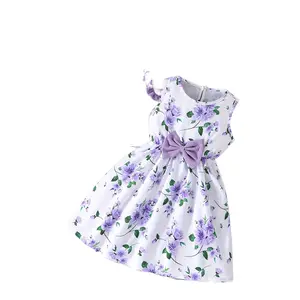 Girls Winter Cardigan Dress Two Piece Set with Vest Bow Detail Floral Print Back to School Campus Fashion Casual Elegant Outfit