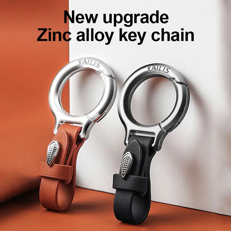 2025 Men's High-Grade Leather Car Keychain, Alloy Letter Gift Keychain, Multifunctional Anti-Loss Pendant with Carabiner Hook, Fashion Costume Jewelry Accessory, Letter Keychain