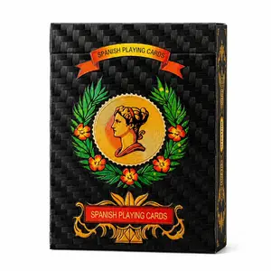 Luxury Gold Foil Baraja Espanola Black and Gold Spanish Playing Cards Elite Cultural Aesthetic Deck for Briscas Mexican Games and Poker
