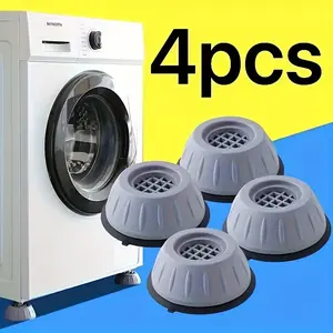 4pcs Shock-Absorbing Washing Machine Stabilizing Pads - Anti-Slip, Noise Reducing, Durable Plastic with Raised Edges for Secure Fit, Appliance Leveling for Home & Bathroom Use, Washing Machine Accessories, Rounded Pad Design, Highquality Construction