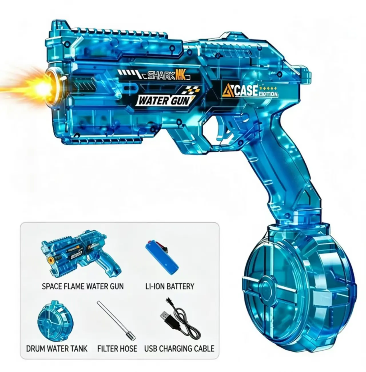LED Electric Water Blaster Gun – High Power Automatic Squirt Gun for Kids & Adults, Strong Water Blaster Toy, Summer Pool Fun, Powerful Electric Water Gun