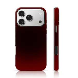 Deep Red Ombre Gradient Burga Design Cute Phone Case Double-Layer TPU Shockproof for iPhone 17 Pro Max/16 Pro Max /15Pro Max 15/14/13/12 & Samsung S26 /S25Ultra Fashion Phone Case
