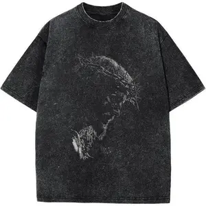 Oversize Jesus Acid Wash Shirt, Unisex God Tee, Christian Shirt, Streetwear Style