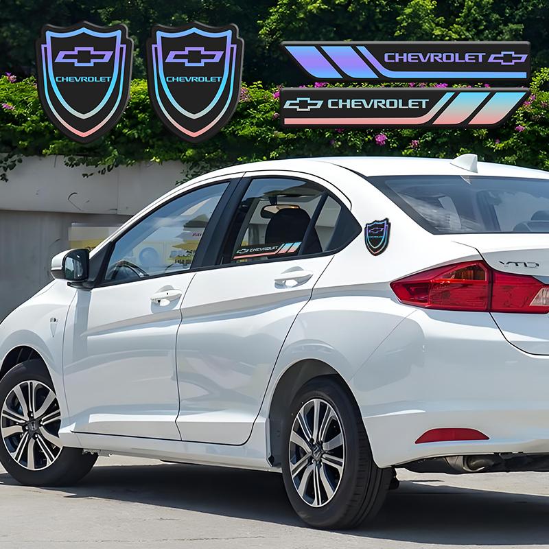 For Chevrolet car body decorative stickers, 4-piece set, car stickers, polycarbonate (PC) material, colorful waterproof stickers, car emblem stickers