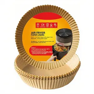 Air Fryer Liners Heavy Duty Non-Stick Oil Resistant – Disposable Compostable Parchment Paper for 5-8 QT Round, Baking, Roasting, Microwave, Oven, Bakeware, Utensils, Wood Kitchen